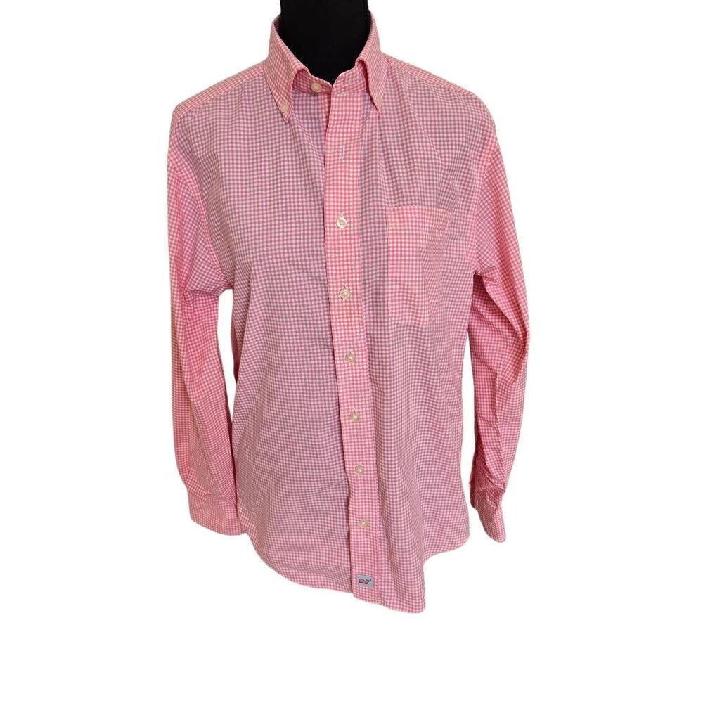 Vineyard Vines Womens Classic Fit Murray Long Sleeve Pink Check Button Down Shir
